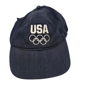 USA Olympic Games Team Apparel Navy Blue Embroidered Baseball Cap Hat Adjustable
